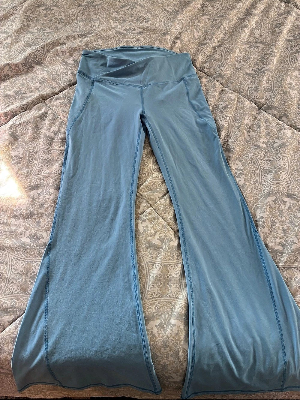 Fabletics Oasis PureLuxe High-Waisted Crossover Flare Pants Blue Large